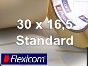 Flexicom Rollenetiketten, Format 30 x 16,5 mm, Papier, weiß, ablösbar